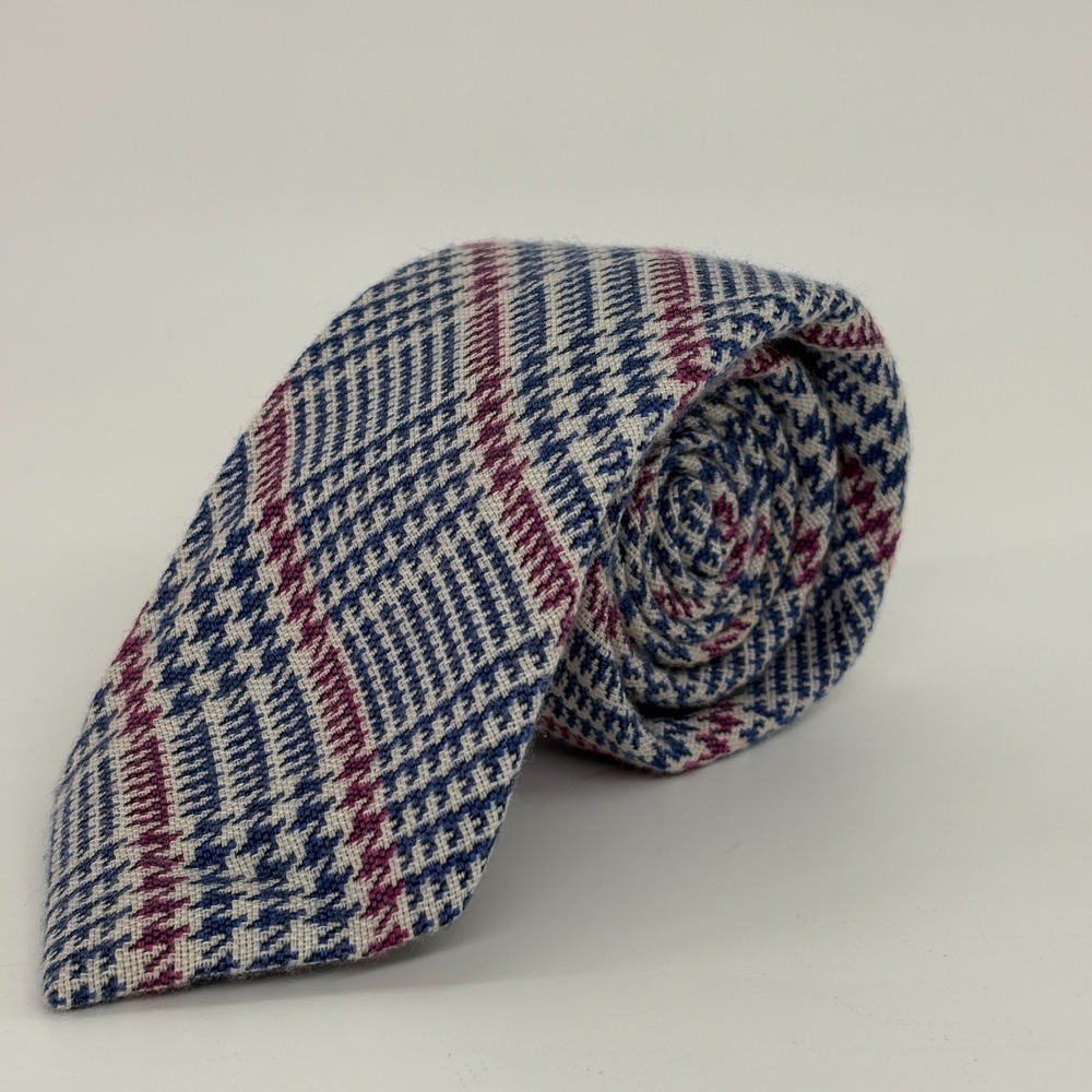Charles Tyrwhitt Wool Silk Tie Prince of Wales Check Handmade Made Italy